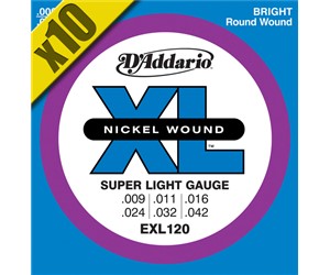 CUERDAS (CAJA) D'ADDARIO PARA  GUITARRA ELECTRICA POR CAJA  DADDARIO